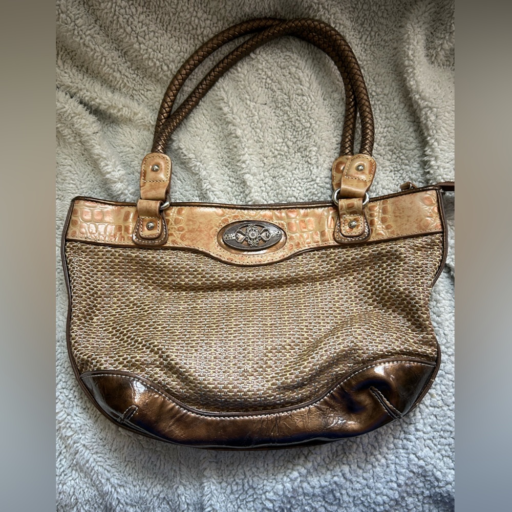 MC leather and woven bag